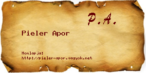 Pieler Apor névjegykártya